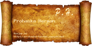 Prohaska Herman névjegykártya